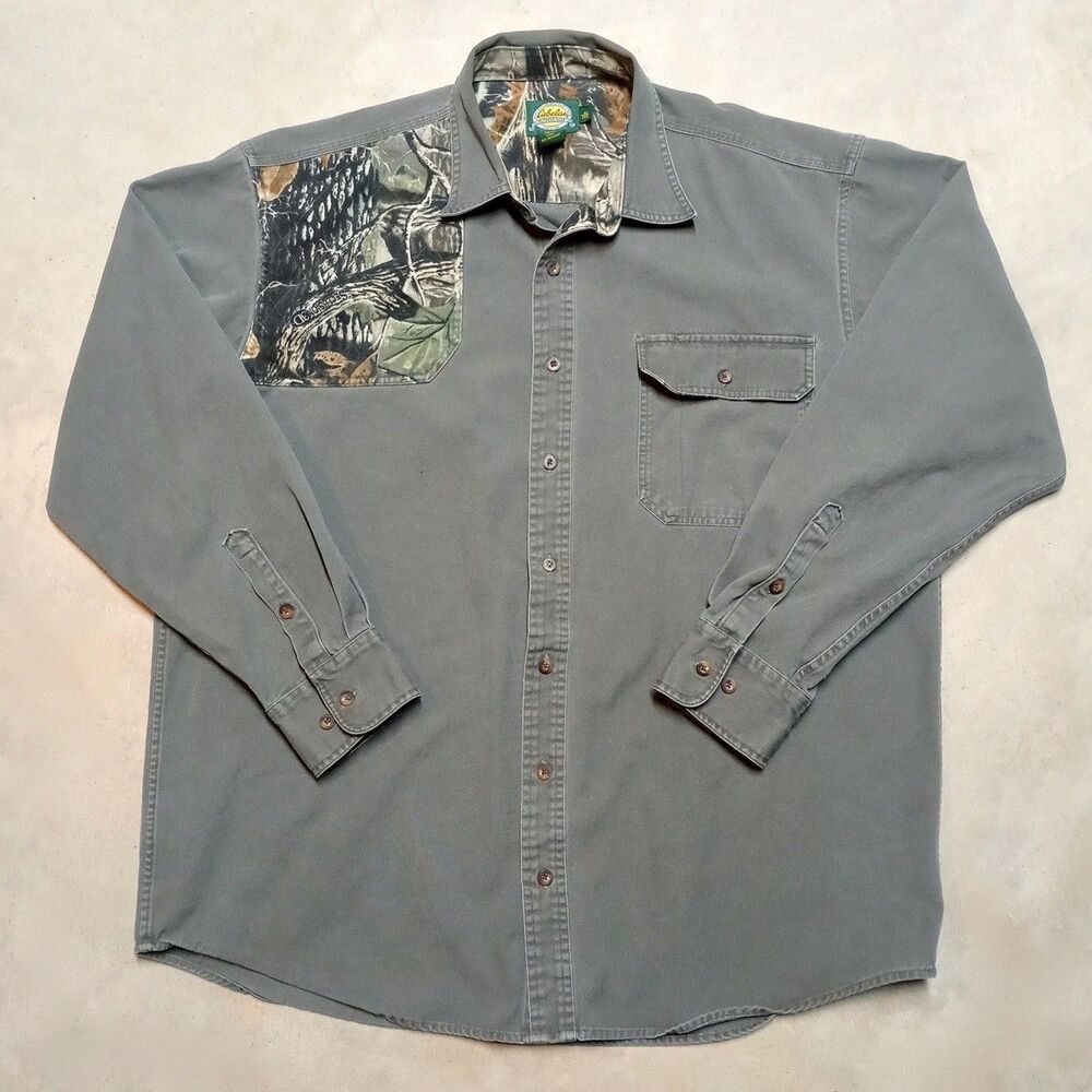Cabela's Shooting Shirt Mens Size XL Tall Camo LS Button Down Vintage Hunting